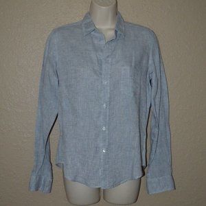 NWOT $298 Sz XS Frank & Eileen Gray Barry Linen Long Sleeve Blouse